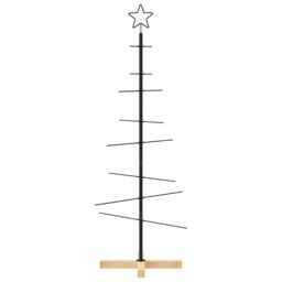 Berkfield Home Metal Christmas Tree with Wooden Base Black 120 cm - thumbnail 3