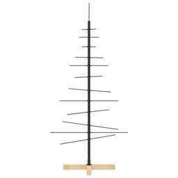 Berkfield Home Metal Christmas Tree with Wooden Base Black 120 cm - thumbnail 4