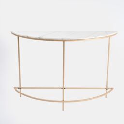 OHS Marble Console Table Bed Side Semi Circle Bedroom Office Wall Coffee Living Room in White - thumbnail 4