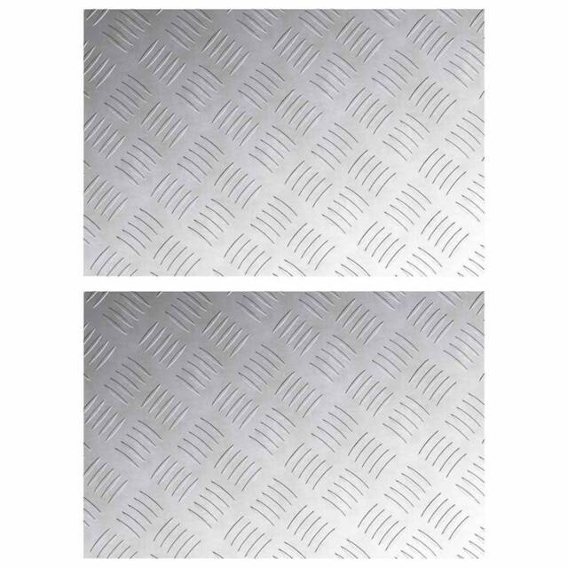Berkfield Home Aluminum Checker Plates 2 pcs Anti-Slip 60x40 cm in Silver - Size: Medium - image 1