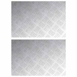 Berkfield Home Aluminum Checker Plates 2 pcs Anti-Slip 60x40 cm in Silver - Size: Medium - thumbnail 1
