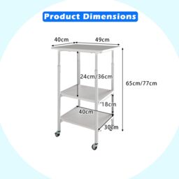 Costway Height Adjustable Printer Stand 3-Tier Printer Cart w/Shelves in White - thumbnail 2