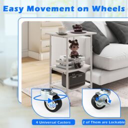 Costway Height Adjustable Printer Stand 3-Tier Printer Cart w/Shelves in White - thumbnail 5