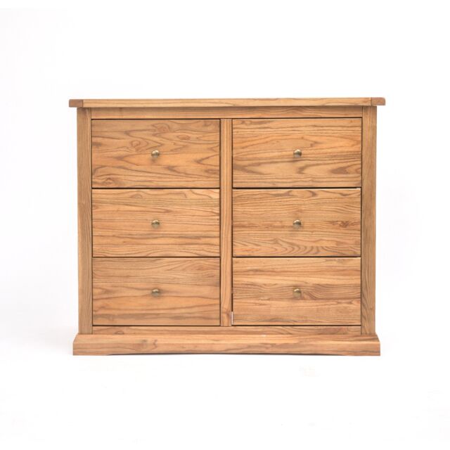 Cabinet Bits Salerno 6 Drawer Chest of Drawers Brass Knob in Natural - image 1