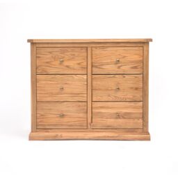 Cabinet Bits Salerno 6 Drawer Chest of Drawers Brass Knob in Natural