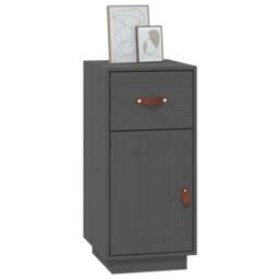 Berkfield Home Sideboard Grey 34x40x75 cm Solid Wood Pine - Size: 34 x 40 x 75 cm - thumbnail 4
