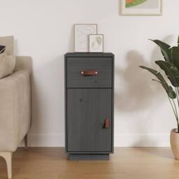 Berkfield Home Sideboard Grey 34x40x75 cm Solid Wood Pine - Size: 34 x 40 x 75 cm - thumbnail 2
