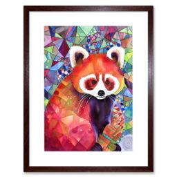 "Artery8 Wall Art Print Red Panda Polygon Pattern Folk Artwork Framed 9X7 Inch in Brown - Size: W7"" x H9""" - thumbnail 1