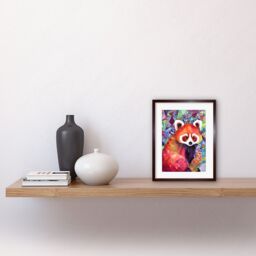 "Artery8 Wall Art Print Red Panda Polygon Pattern Folk Artwork Framed 9X7 Inch in Brown - Size: W7"" x H9""" - thumbnail 2