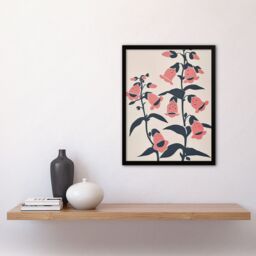 "Artery8 Pink Foxglove Flowers Simple Bright Floral Design Framed Art Print - Size: W12"" x H16""" - thumbnail 4