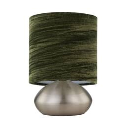 First Choice Lighting Set of 2 Jenson - Brushed Chrome Touch Table Lamps Green Velvet Shade in Silver - thumbnail 3