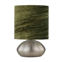 First Choice Lighting Set of 2 Jenson - Brushed Chrome Touch Table Lamps Green Velvet Shade in Silver - thumbnail 2