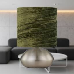 First Choice Lighting Set of 2 Jenson - Brushed Chrome Touch Table Lamps Green Velvet Shade in Silver - thumbnail 4
