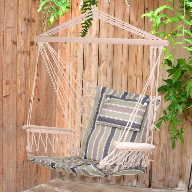 OUTSUNNY Hammock Hanging Rope Chair Swing w/Cushion 100KG - image 1
