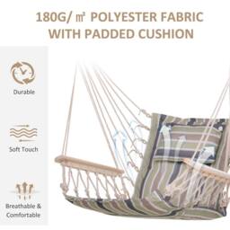 OUTSUNNY Hammock Hanging Rope Chair Swing w/Cushion 100KG - thumbnail 5