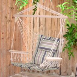OUTSUNNY Hammock Hanging Rope Chair Swing w/Cushion 100KG - thumbnail 1