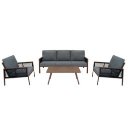 Monstershop Aluminium 4 Piece Sofa Set - Wood Effect in Grey