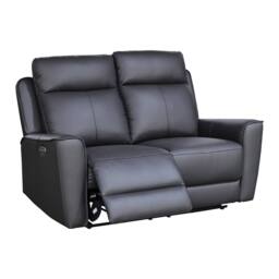 Aspire Rivington Real Leather Power Recliner 2 Seater Sofa with USB Charging in Charcoal - thumbnail 4