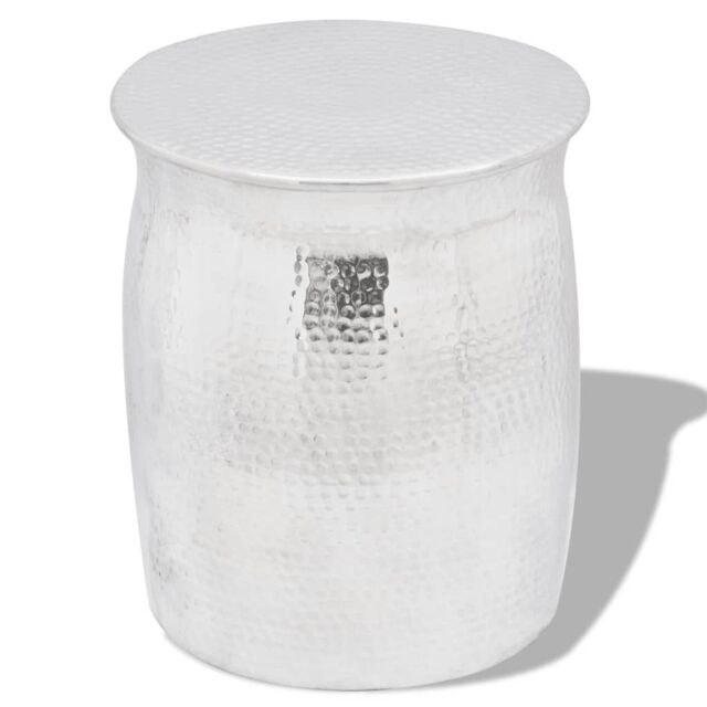 Berkfield Home Hammered Aluminium Stool/Side Table Silver - image 1