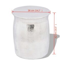 Berkfield Home Hammered Aluminium Stool/Side Table Silver - thumbnail 4