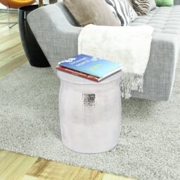 Berkfield Home Hammered Aluminium Stool/Side Table Silver - thumbnail 2