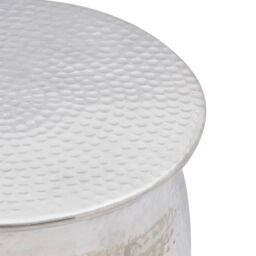 Berkfield Home Hammered Aluminium Stool/Side Table Silver - thumbnail 3