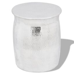 Berkfield Home Hammered Aluminium Stool/Side Table Silver