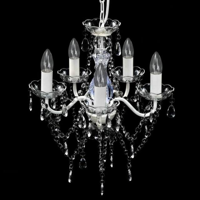 Berkfield Home Classic Chandelier 5 Bulbs Transparent in White - image 1