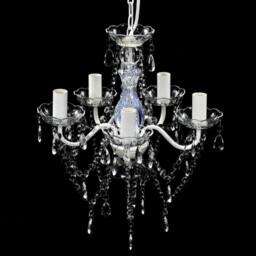 Berkfield Home Classic Chandelier 5 Bulbs Transparent in White - thumbnail 4