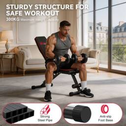 Armadadeals Foldable Adjustable Weight Bench for Home Gym, Incline Sit-Up Bench in Black - thumbnail 5