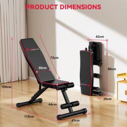Armadadeals Foldable Adjustable Weight Bench for Home Gym, Incline Sit-Up Bench in Black - thumbnail 8