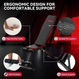 Armadadeals Foldable Adjustable Weight Bench for Home Gym, Incline Sit-Up Bench in Black - thumbnail 6