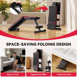 Armadadeals Foldable Adjustable Weight Bench for Home Gym, Incline Sit-Up Bench in Black - thumbnail 7
