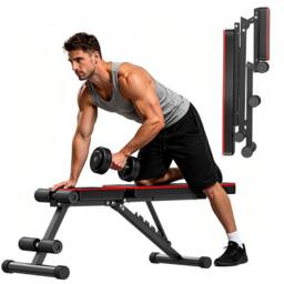 Armadadeals Foldable Adjustable Weight Bench for Home Gym, Incline Sit-Up Bench in Black - thumbnail 2
