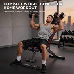 Armadadeals Foldable Adjustable Weight Bench for Home Gym, Incline Sit-Up Bench in Black - thumbnail 3