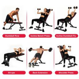 Armadadeals Foldable Adjustable Weight Bench for Home Gym, Incline Sit-Up Bench in Black - thumbnail 9