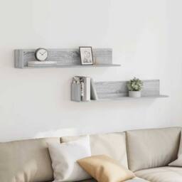 Berkfield Home Wall Shelves 2 pcs Grey Sonoma 100x16.5x16.5 cm Engineered Wood - thumbnail 3