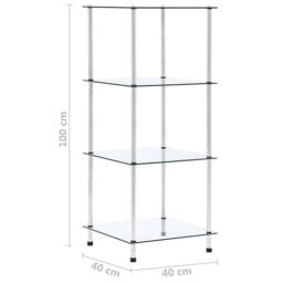 Berkfield Home Durable 4-Tier Shelf Transparent 40x40x100 cm Tempered Glass in Clear - Size: 40 x 40 x 100 cm - thumbnail 5