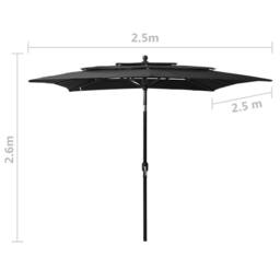 Berkfield Home 3-Tier Parasol with Aluminium Pole Black 2.5x2.5 m - thumbnail 8