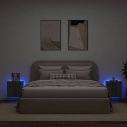 Berkfield Home TV Wall Cabinets with LED Lights 2 pcs Grey Sonoma 40.5x35x40 cm - thumbnail 1
