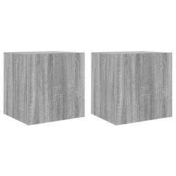 Berkfield Home TV Wall Cabinets with LED Lights 2 pcs Grey Sonoma 40.5x35x40 cm - thumbnail 3