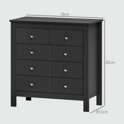 Wyld Haus Dineta Black 5 Drawer Chest of Drawers Ridged Fronts Gold Handles - thumbnail 4