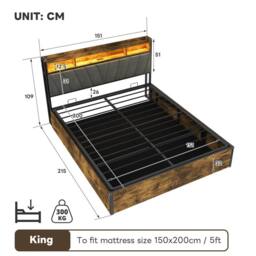 Matteo King Bed Frame - Hydraulic Storage, RGB LED Headboard & Charging Ports - thumbnail 8