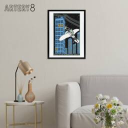 "Artery8 Rendezvous on 968th Floor of a Skyscraper Jung Framed Canvas Wall Art in Blue - Size: W12"" x H16""" - thumbnail 3