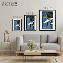 "Artery8 Rendezvous on 968th Floor of a Skyscraper Jung Framed Canvas Wall Art in Blue - Size: W12"" x H16""" - thumbnail 4