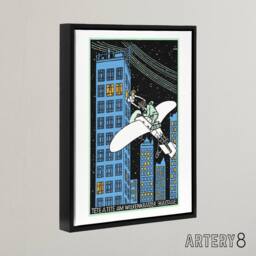 "Artery8 Rendezvous on 968th Floor of a Skyscraper Jung Framed Canvas Wall Art in Blue - Size: W12"" x H16""" - thumbnail 2