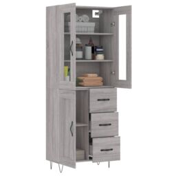 Berkfield Home Highboard Grey Sonoma 69.5x34x180 cm Engineered Wood - thumbnail 3