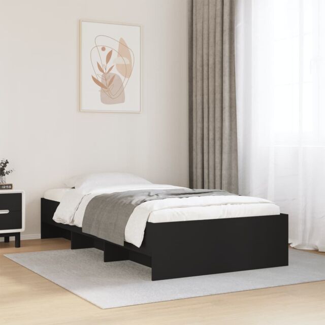 Berkfield Home Bed Frame without Mattress Black 90x200 cm Engineered Wood - image 1
