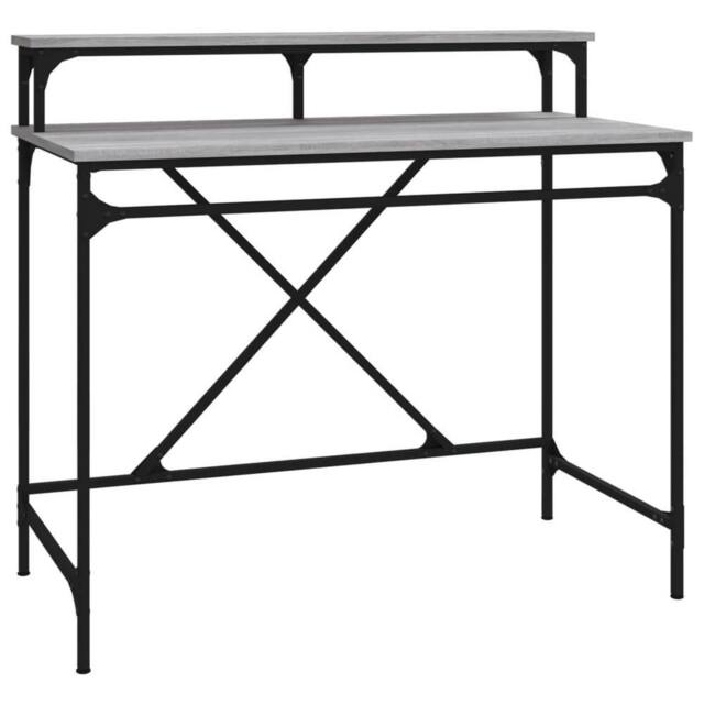 Berkfield Home Desk Grey Sonoma 100x50x90 cm Engineered Wood & Iron - Size: 100 x 50 x 90 cm - image 1