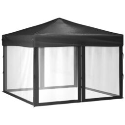 Berkfield Home Folding Party Tent with Sidewalls Anthracite 3x3 m in Black - thumbnail 2